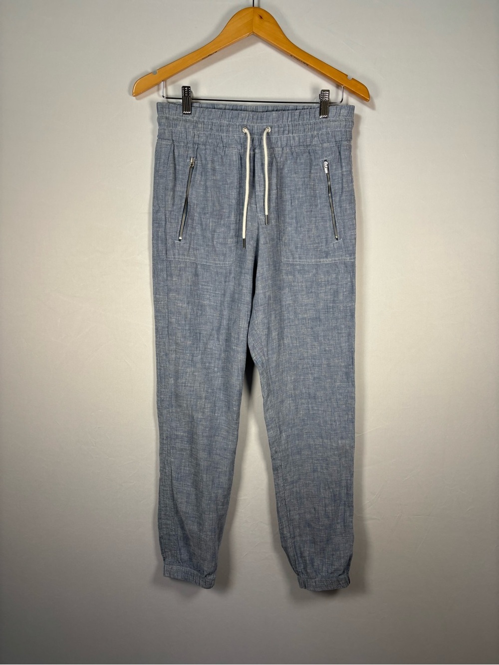 Athleta Cabo Linen Jogger Pants Size 2 Blue 100% Linen Drawstring - Picture 4 of 10